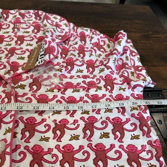 NWT Roller Rabbit Lovely Monkey Polo Pajama Top Large Red - Picture 2 of 9